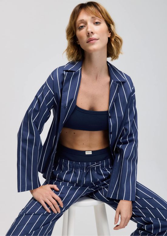 Foto do produto: Camisa Feminina Manga Longa Listrada - Azul