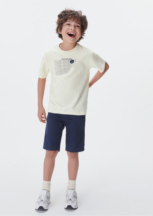 Foto do produto: Camiseta Infantil Menino Oversized Estampada - Creme