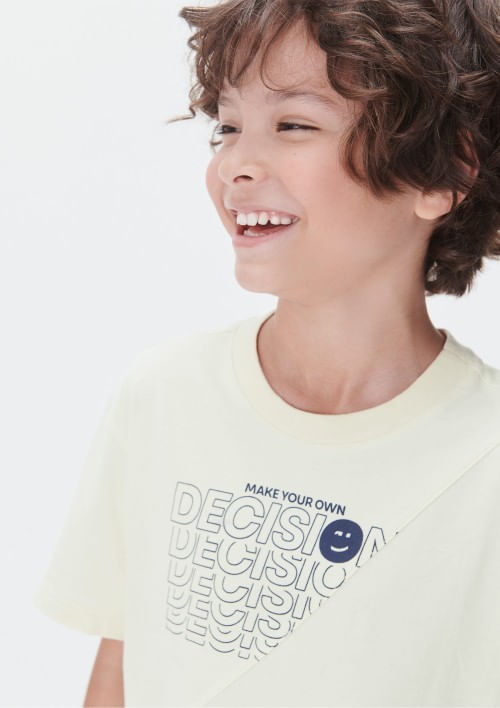 Foto do produto: Camiseta Infantil Menino Oversized Estampada - Creme