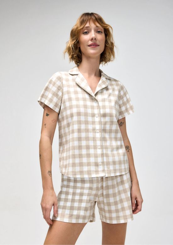 Foto do produto: Pijama Curto Feminino Americano Estampado - Bege