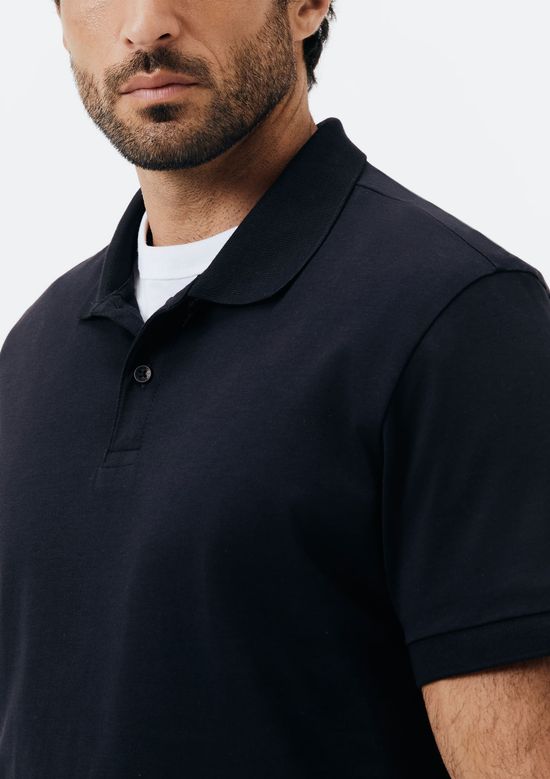 Foto do produto: Camisa Polo Básica Masculina Manga Curta Pima - Preto