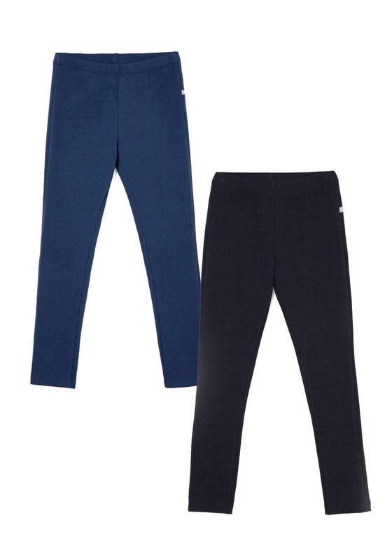 Foto do produto: Kit Com 2 Calças Leggings Básicas Infantil Menina - Multicolorido