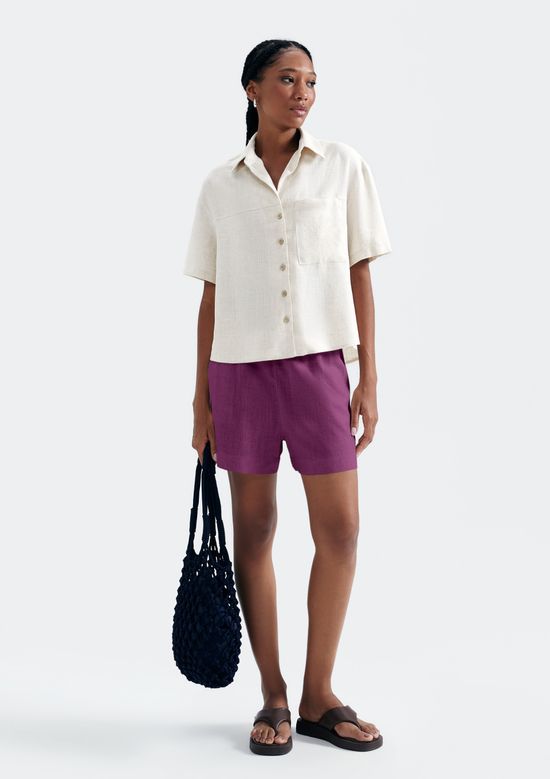 Foto do produto: Shorts Feminino Em Viscolinho - Roxo