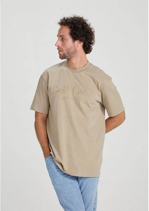 Camiseta Masculina Comfort Com Bordado - Marrom