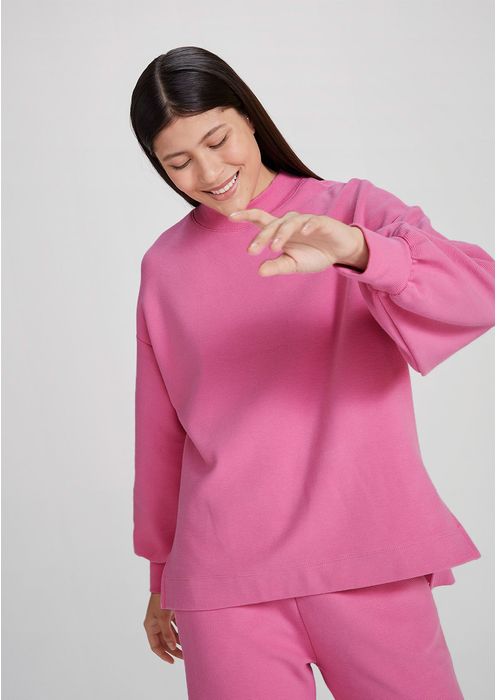 Blusão Básico Feminino Em Malha Texturizada - Rosa
