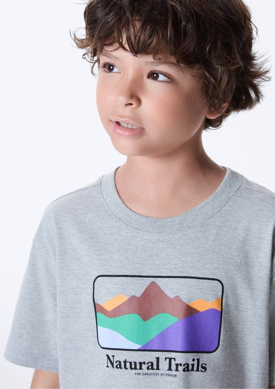 Foto do produto: Camiseta Infantil Menino Oversized Estampada - Cinza