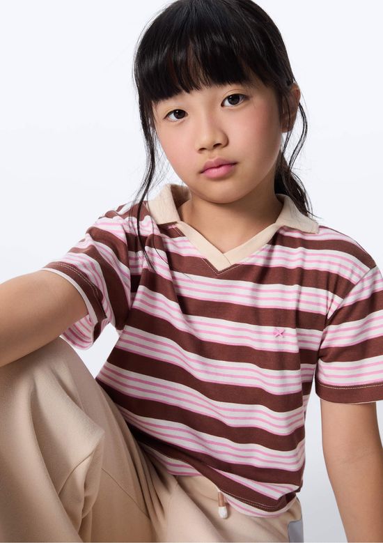 Foto do produto: Blusa Polo Infantil Menina em Meia Malha Fio Tinto - Marrom