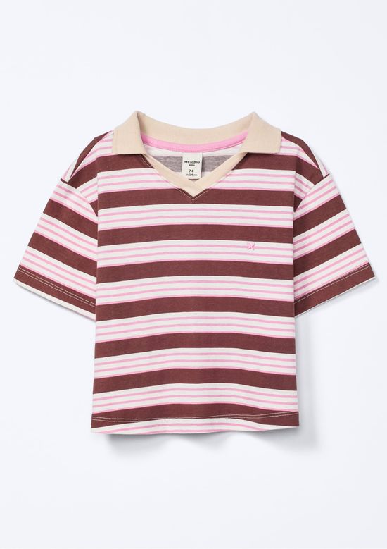 Foto do produto: Blusa Polo Infantil Menina em Meia Malha Fio Tinto - Marrom