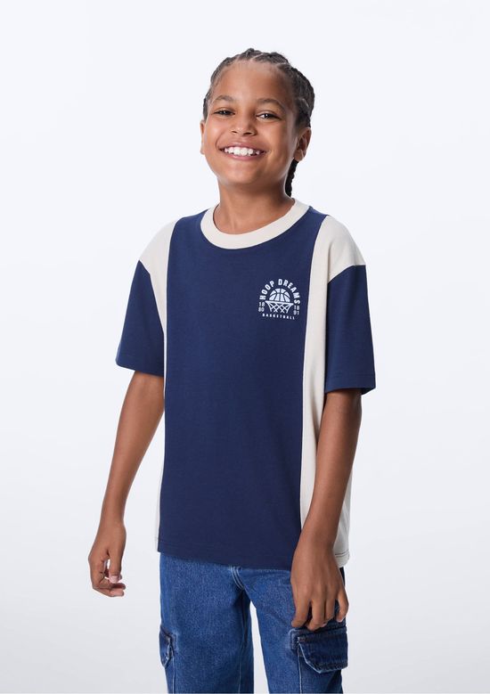 Foto do produto: Camiseta Infantil Menino Oversized Decote Redondo - Azul
