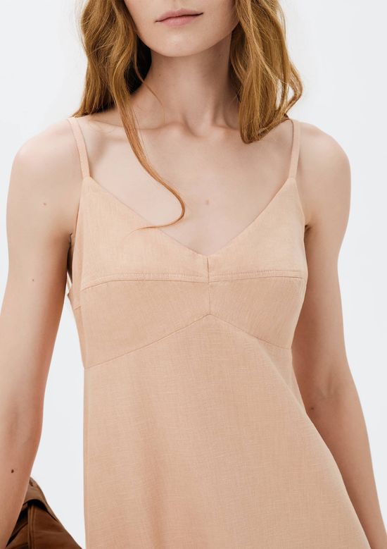 Foto do produto: Vestido Curto Alças Finas Com Liocel - Salmão