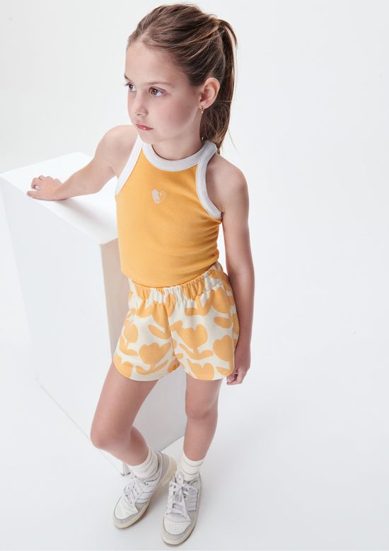 Foto do produto: Regata Cropped Infantil Menina Em Ribana - Laranja