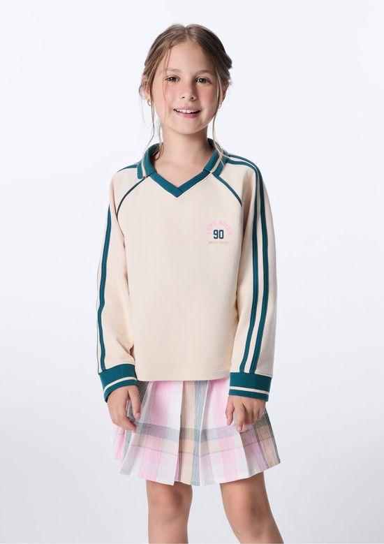Foto do produto: Blusa Polo Infantil Menina Oversized - Nude