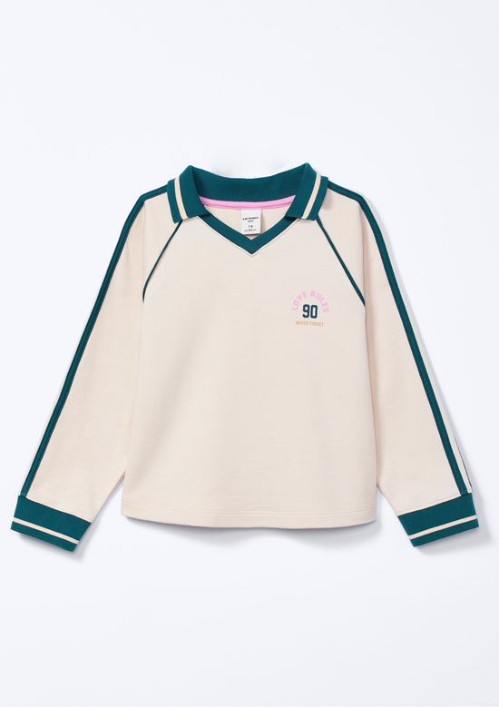 Foto do produto: Blusa Polo Infantil Menina Oversized - Nude