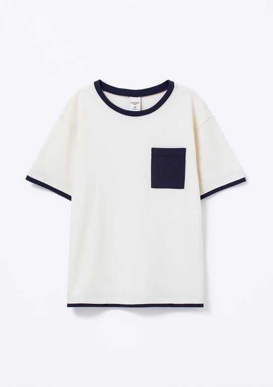 Foto do produto: Camiseta Infantil Menino Decote Em Ribana Oversized - Creme