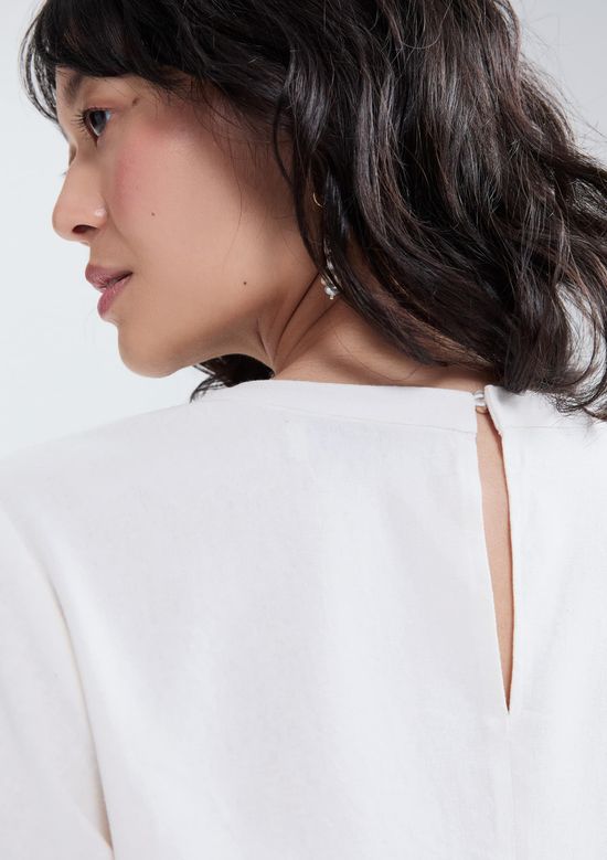 Foto do produto: Blusa Feminina Manga Média Com Linho - Off white