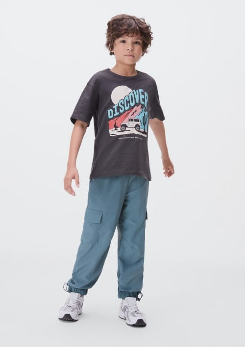 Foto do produto: Camiseta Oversized Infantil Menino Com Estampa - Cinza