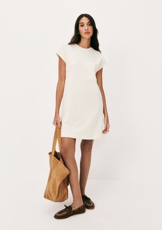 Foto do produto: Vestido Básico Curto Texturizado Com Bolso - Off white