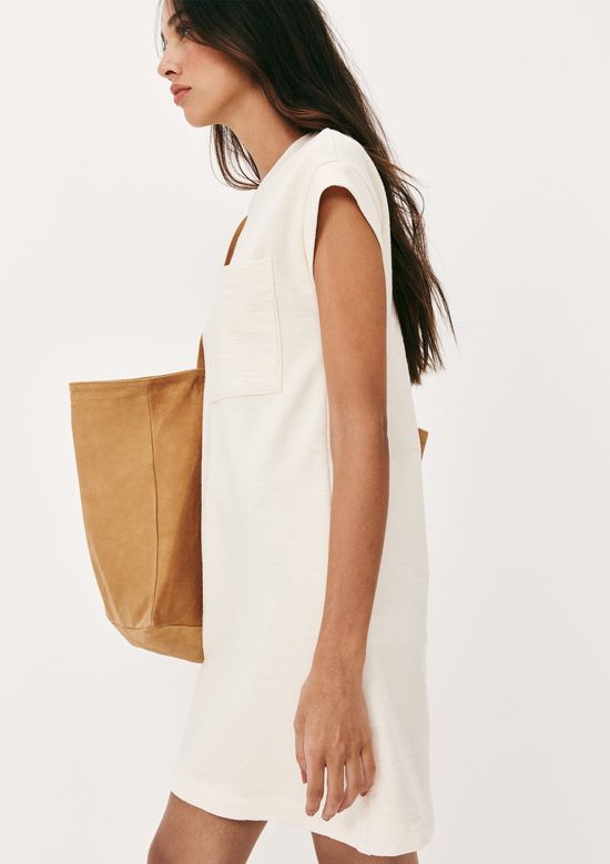 Foto do produto: Vestido Básico Curto Texturizado Com Bolso - Off white