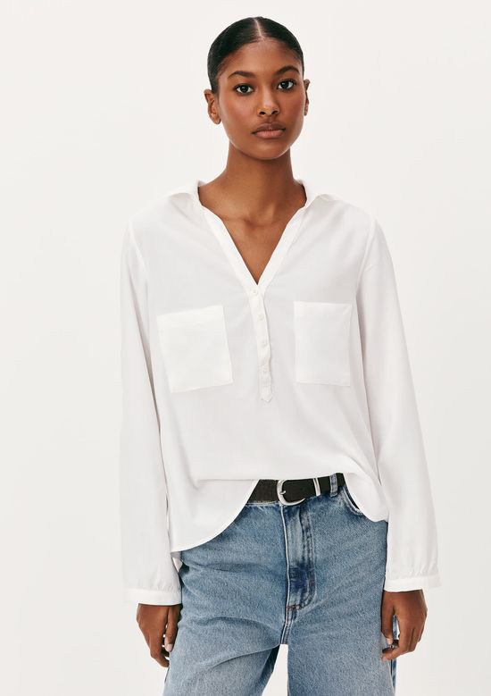 Foto do produto: Camisa Básica Feminina Manga Longa Em Viscose - Off white