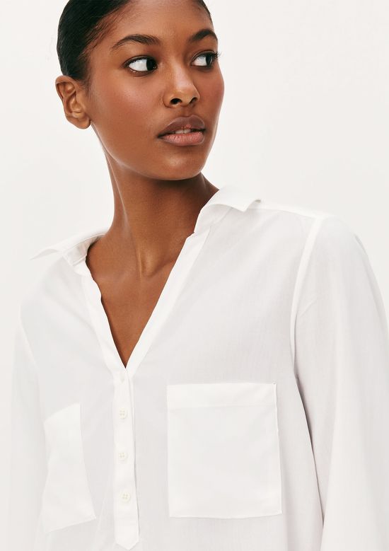 Foto do produto: Camisa Básica Feminina Manga Longa Em Viscose - Off white