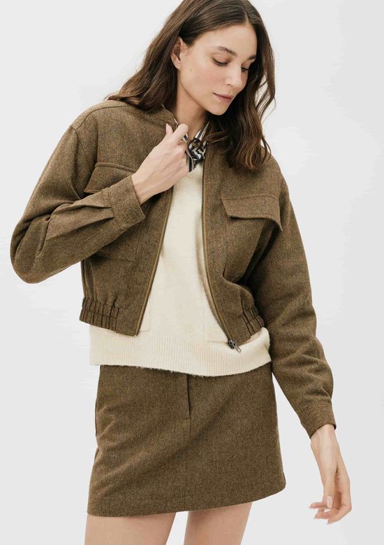 Foto do produto: Jaqueta Feminina Bomber Fio Tinto Com Lã - Marrom