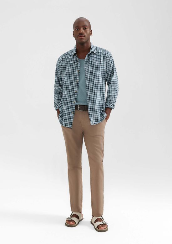 Foto do produto: Calça Masculina Taper Em Sarja Com Linho - Bege