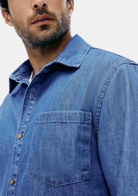 Foto do produto: Camisa Jeans Masculina Manga Longa - Azul
