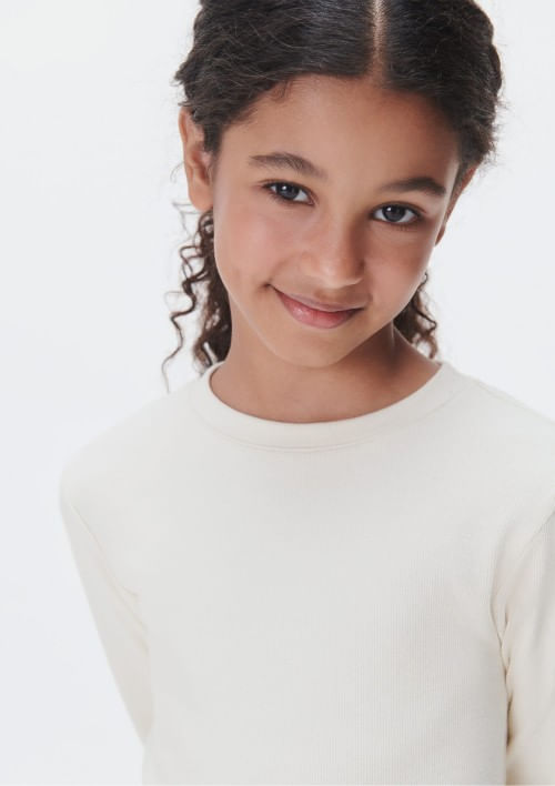 Foto do produto: Blusa Manga Longa Infantil Menina Em Ribana - Creme