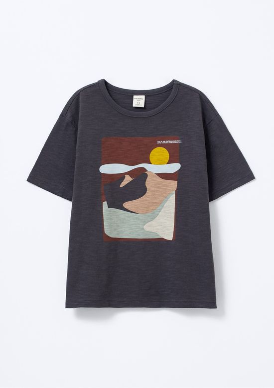 Foto do produto: Camiseta Oversized Infantil Menino Com Estampa - Cinza