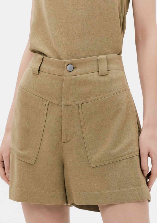 Foto do produto: Shorts Feminino Cintura Média Em Viscolinho - Bege