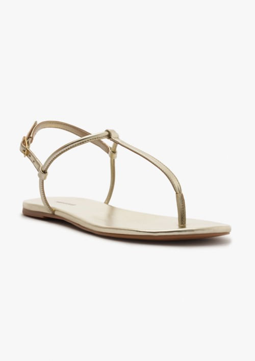 Foto do produto: Sandália Rasteira Feminina Tiras Finas - Dourado