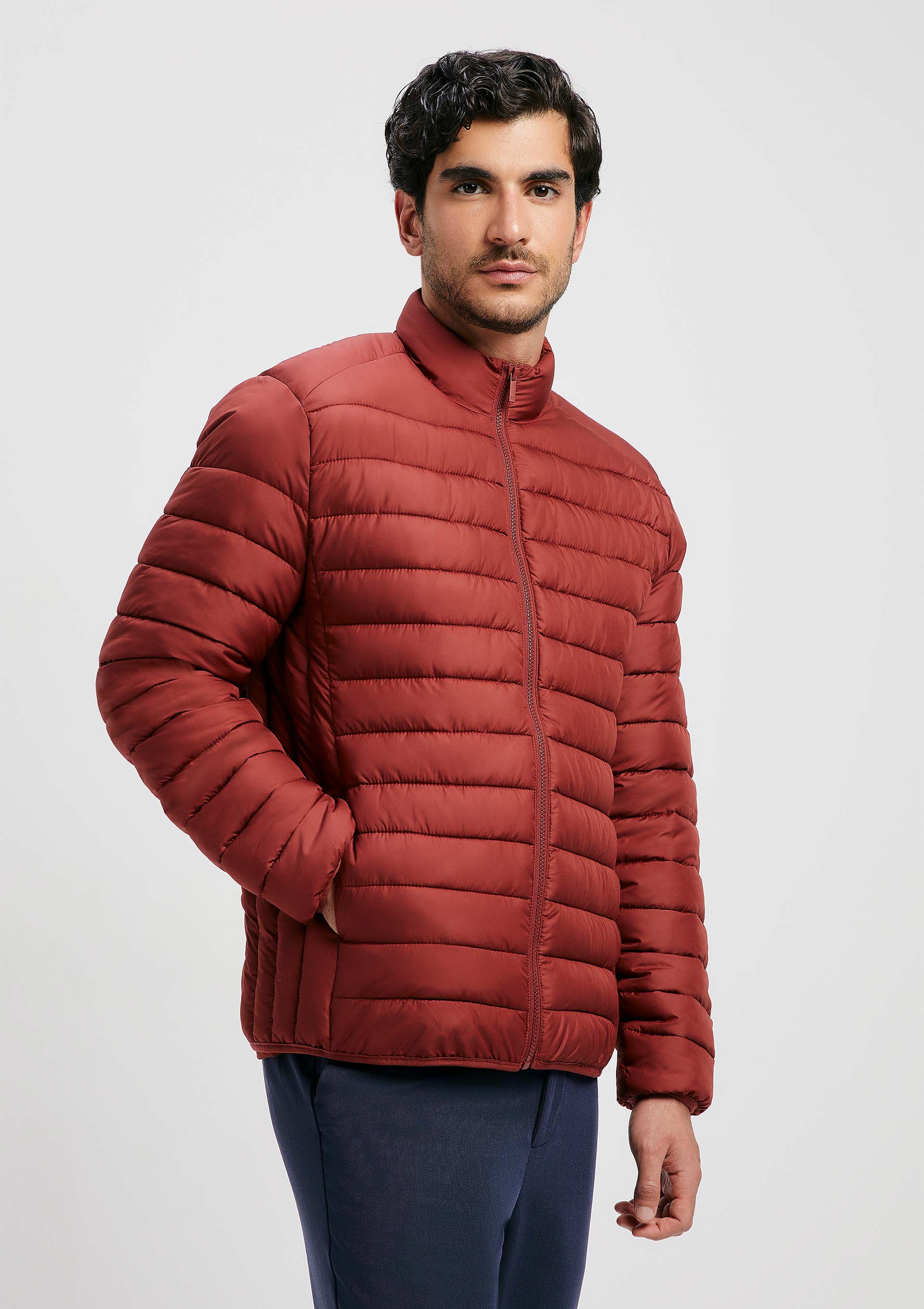 Jaqueta Básica Masculina Puffer Matelassê - Vinho Jaqueta Básica Masculina Puffer Matelassê - Vinho