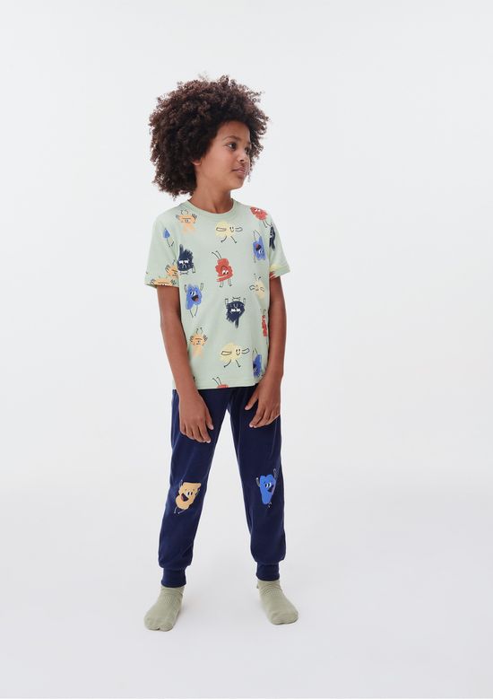 Foto do produto: Pijama Infantil Menino Estampado Brilha no Escuro - Azul