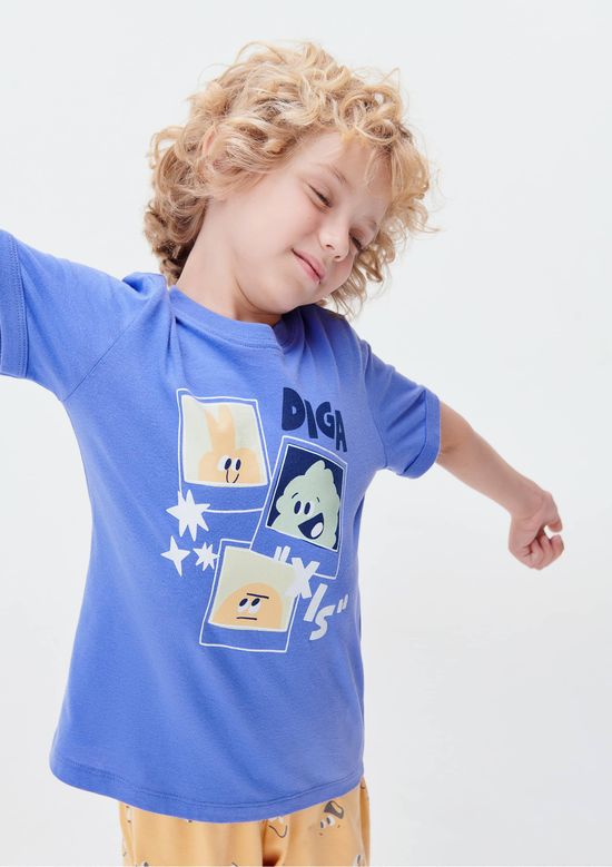 Foto do produto: Pijama Infantil Menino Estampado Brilha no Escuro - Azul
