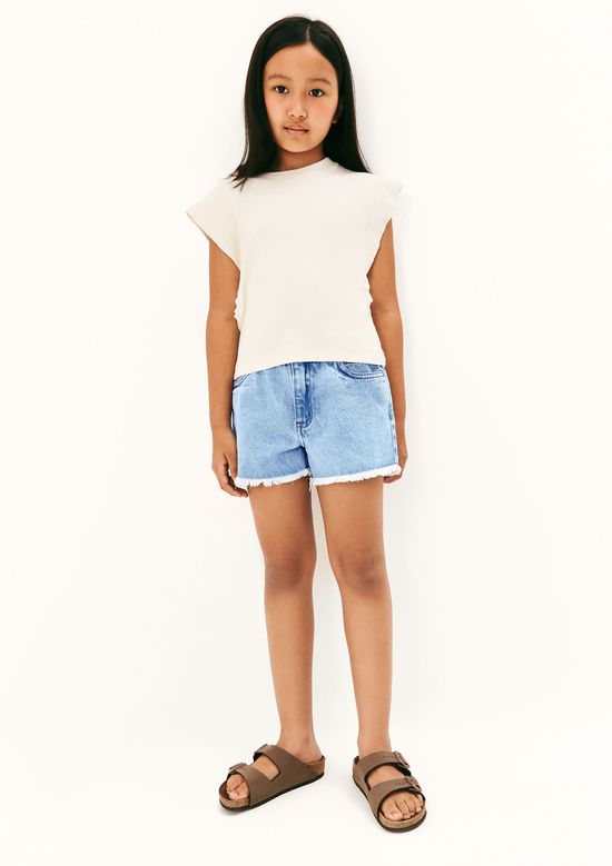 Foto do produto: Shorts Jeans Infantil Menina Barra Desfiada - Azul