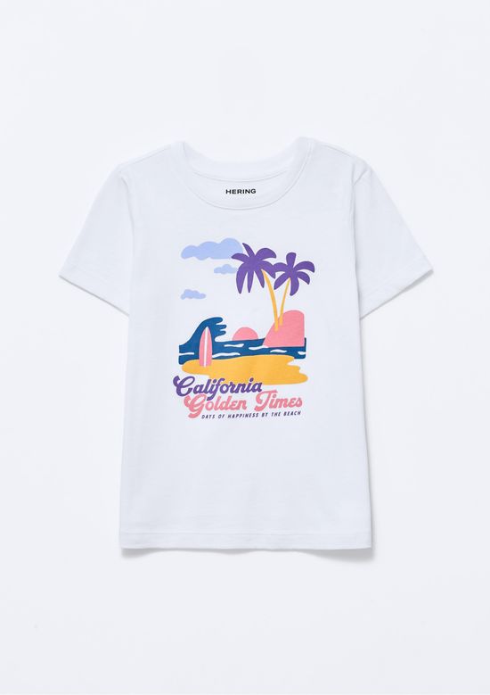 Foto do produto: Blusa Infantil Menina Manga Curta Com Estampa - Branco