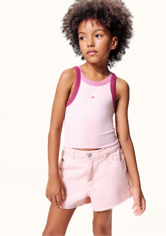 Foto do produto: Shorts Infantil Menina Barra Desfiada Em Sarja - Rosa