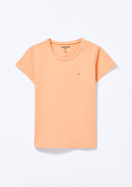 Foto do produto: Blusa Básica Infantil Menina Com Bordado Coração - Laranja