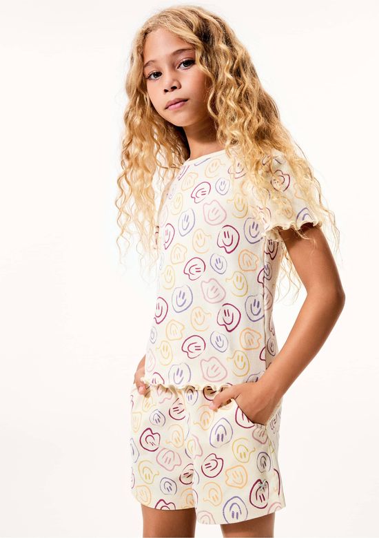 Foto do produto: Shorts Básico Infantil Menina Clochard Estampado - Bege
