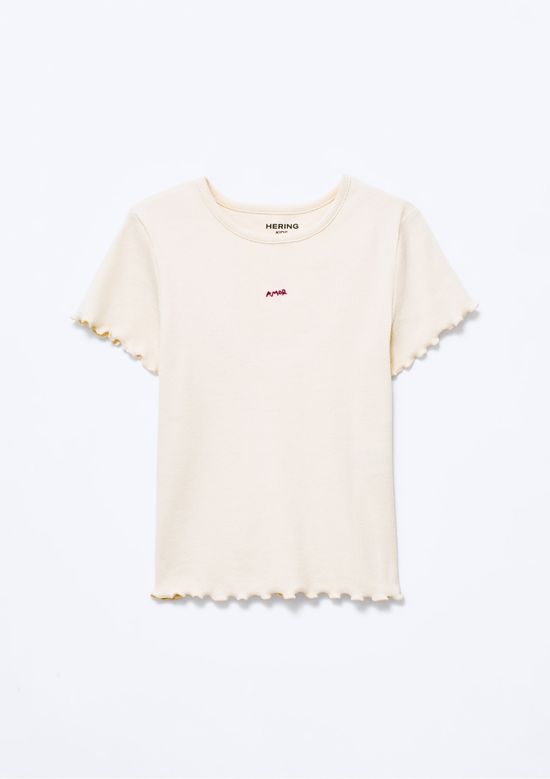 Foto do produto: Blusa Manga Curta Infantil Menina Em Ribana - Creme