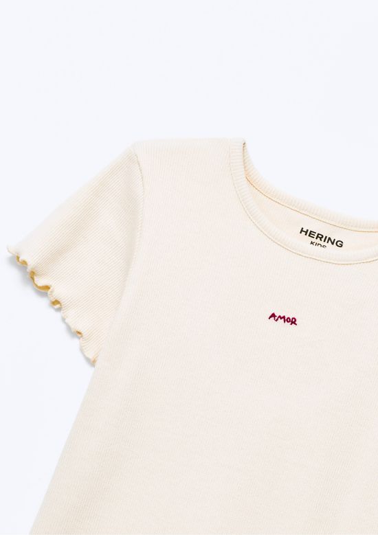 Foto do produto: Blusa Manga Curta Infantil Menina Em Ribana - Creme