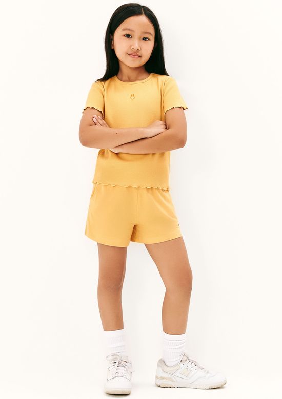 Foto do produto: Blusa Manga Curta Infantil Menina Em Ribana - Amarelo