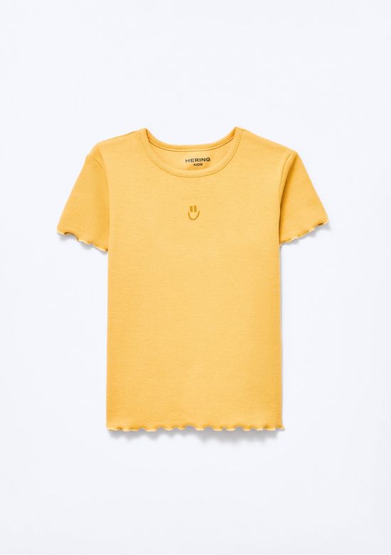 Foto do produto: Blusa Manga Curta Infantil Menina Em Ribana - Amarelo