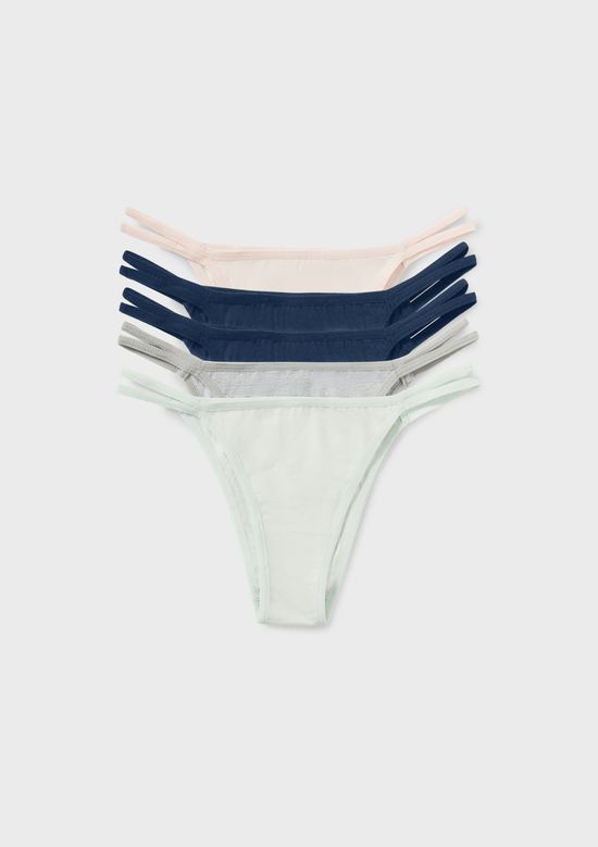 Foto do produto: Kit 5 Calcinhas String Em Algodão - Multicolorido