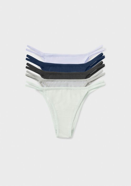 Foto do produto: Kit 5 Calcinhas String Em Algodão - Multicolorido