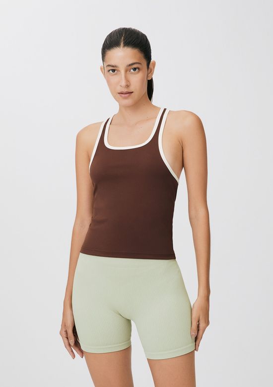 Foto do produto: Regata Esportiva Feminina Com Fio Lycra® - Marrom