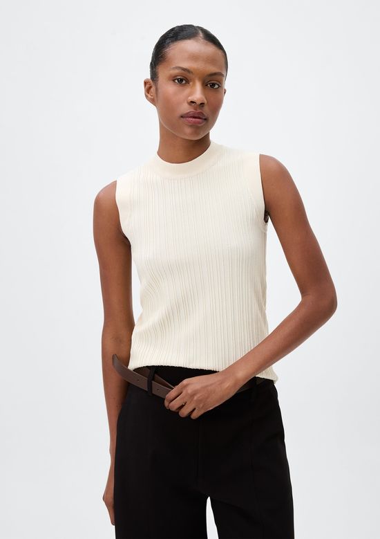 Foto do produto: Regata Feminina Slim Em Tricô - Creme