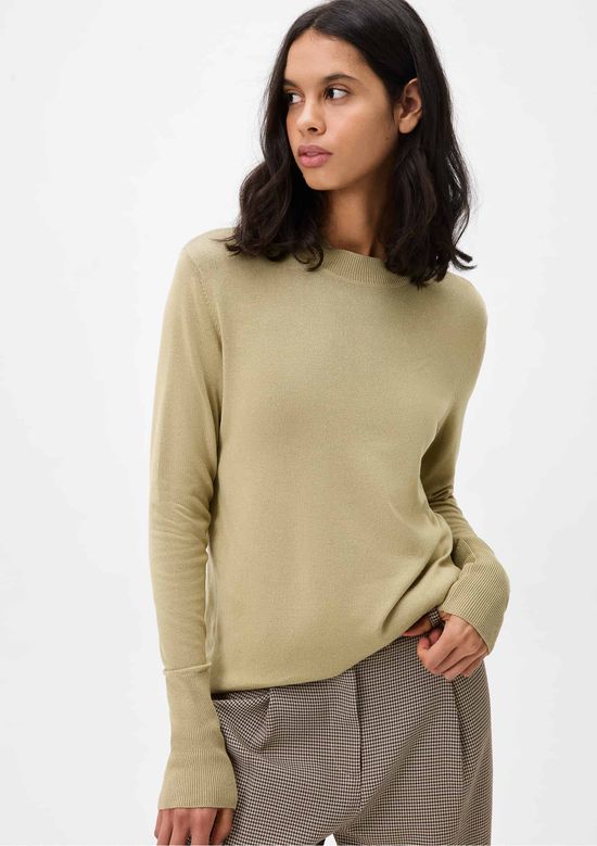Foto do produto: Blusa Feminina Manga Longa Em Tricô Leve - Caqui