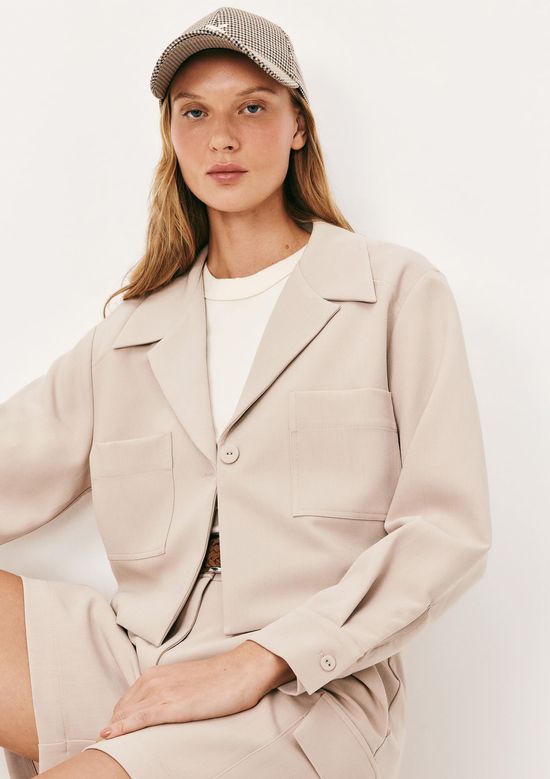 Foto do produto: Jaqueta Feminina Cropped Sarja - Bege