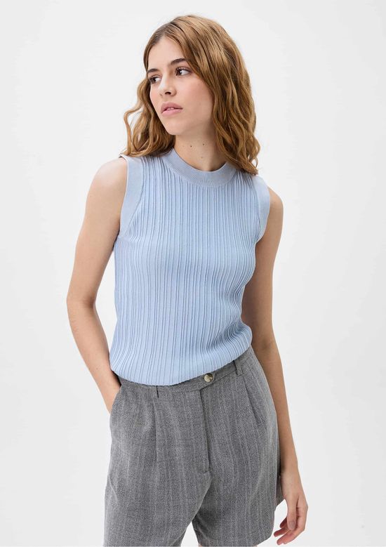 Foto do produto: Regata Feminina Slim Em Tricô - Azul